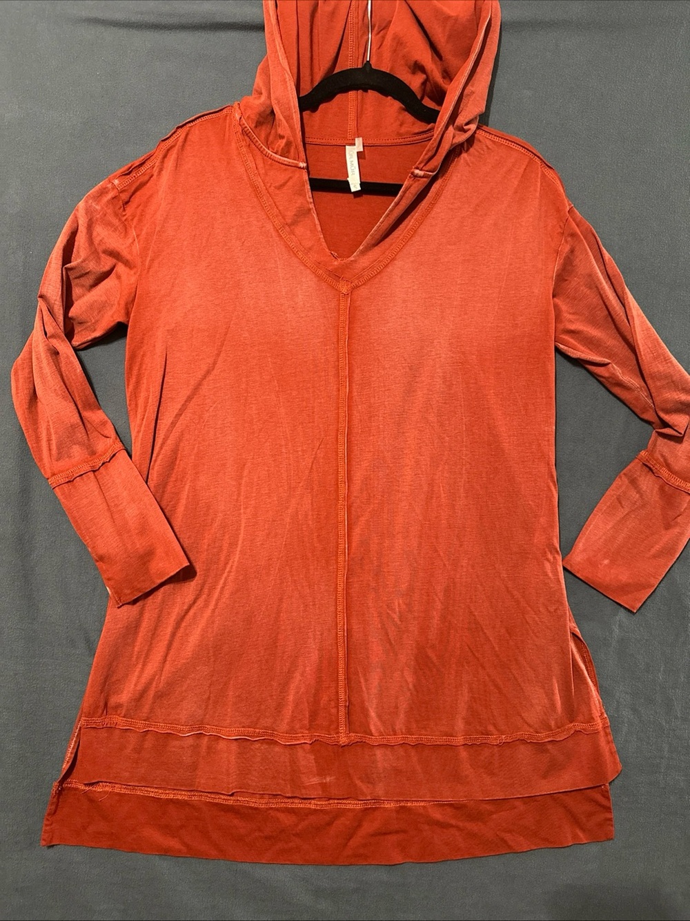 Mur Mur V-Neck Tunic Long Sleeve Hoodie Top small